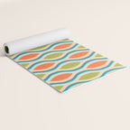 Mid Century Modern Style 336 Orange Turquoise and Olive Green Yoga Mat Gallery Image 2
