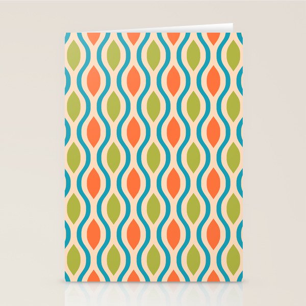 Mid Century Modern Style 336 Orange Turquoise and Olive Green Stationery Card Gallery Image 1
