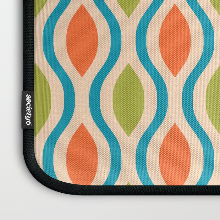Mid Century Modern Style 336 Orange Turquoise and Olive Green Laptop Sleeve Gallery Image 3