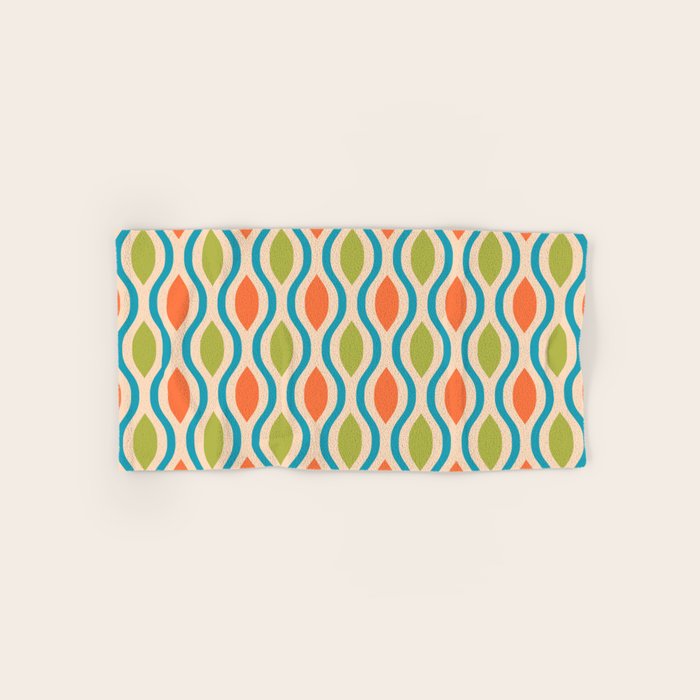 Mid Century Modern Style 336 Orange Turquoise and Olive Green Towels Gallery Image 1