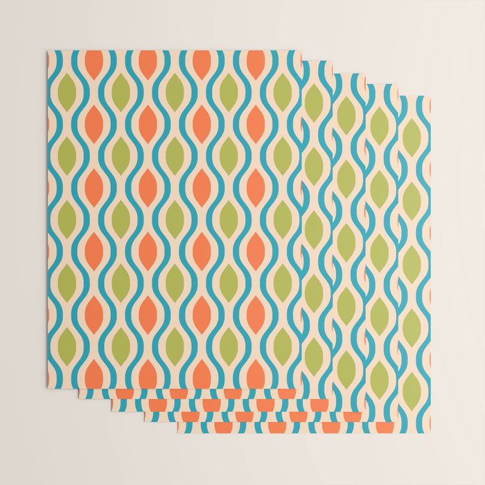 Mid Century Modern Style 336 Orange Turquoise and Olive Green Wrapping Paper Gallery Image 3
