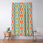 Mid Century Modern Style 336 Orange Turquoise and Olive Green Window Curtain Gallery Image 5