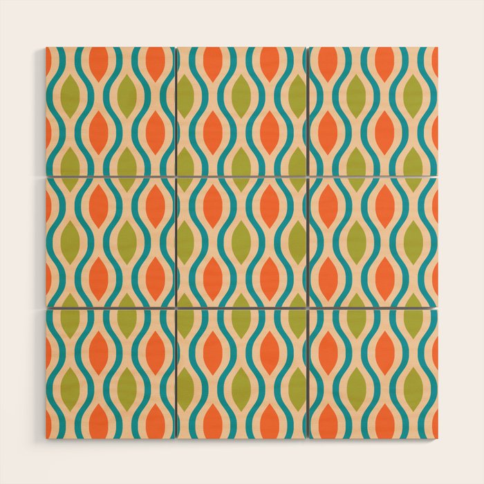 Mid Century Modern Style 336 Orange Turquoise and Olive Green Wood Wall Art Gallery Image 1