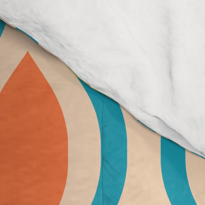 Mid Century Modern Style 336 Orange Turquoise and Olive Green Comforter Gallery Image 4