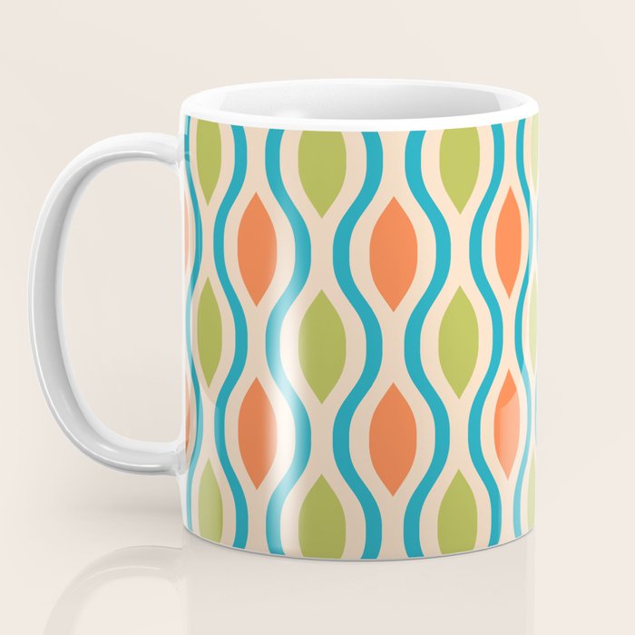 Mid Century Modern Style 336 Orange Turquoise and Olive Green Coffee Mug Gallery Image 3
