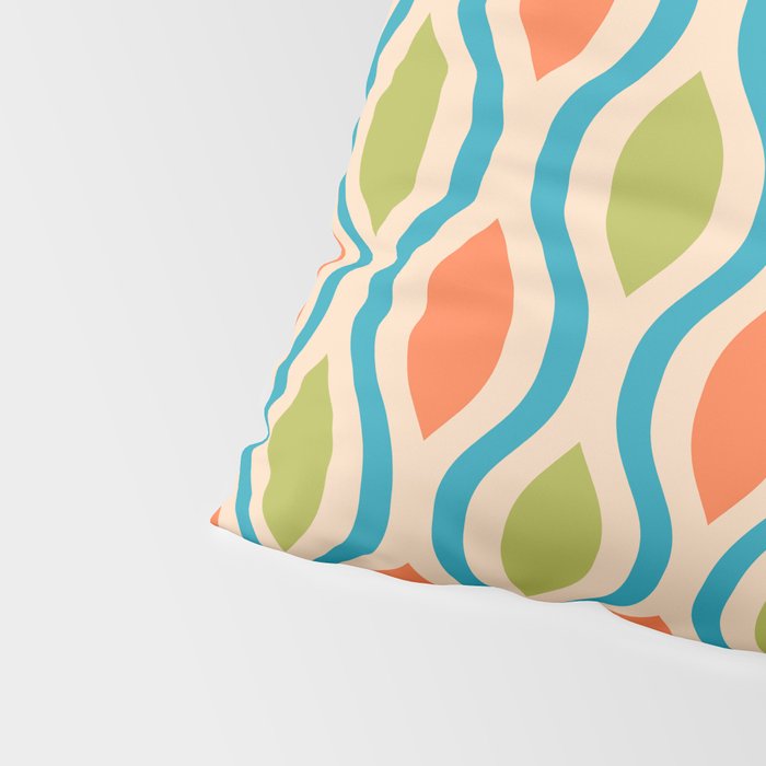 Mid Century Modern Style 336 Orange Turquoise and Olive Green Pillow Sham Gallery Image 4