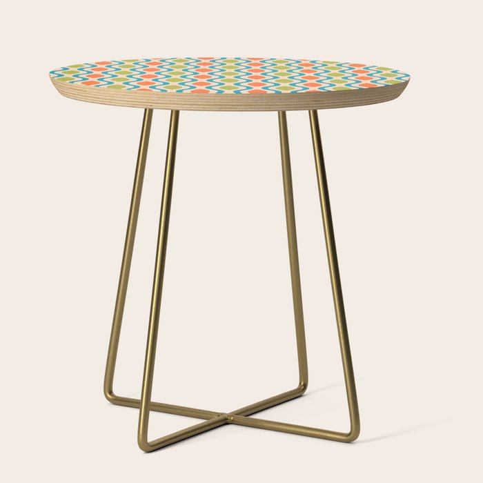 Mid Century Modern Style 336 Orange Turquoise and Olive Green Side Table Gallery Image 1