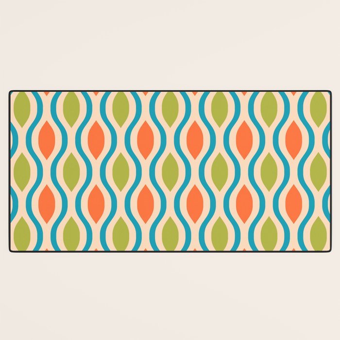 Mid Century Modern Style 336 Orange Turquoise and Olive Green Desk Mat Gallery Image 3