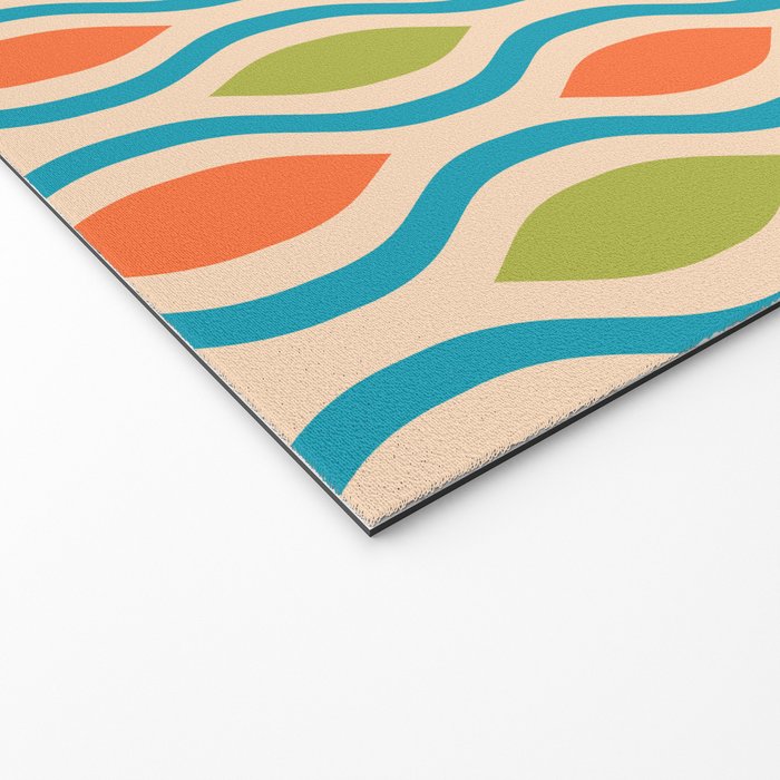 Mid Century Modern Style 336 Orange Turquoise and Olive Green Welcome Mat Gallery Image 2