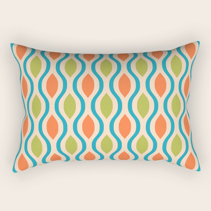 Mid Century Modern Style 336 Orange Turquoise and Olive Green Rectangular Pillow Gallery Image 1