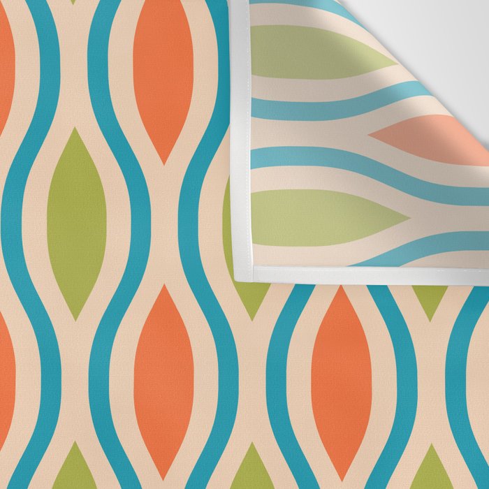 Mid Century Modern Style 336 Orange Turquoise and Olive Green Wall Tapestry Gallery Image 3