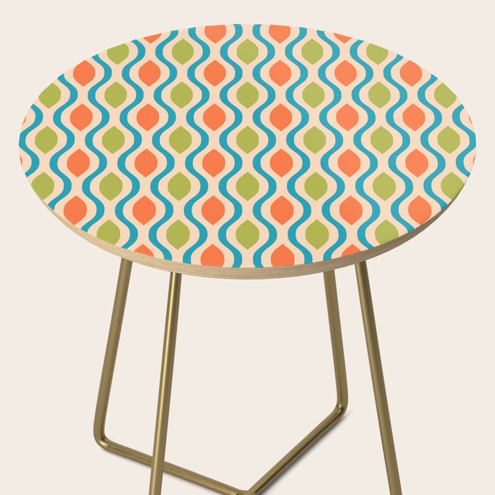 Mid Century Modern Style 336 Orange Turquoise and Olive Green Side Table Gallery Image 2