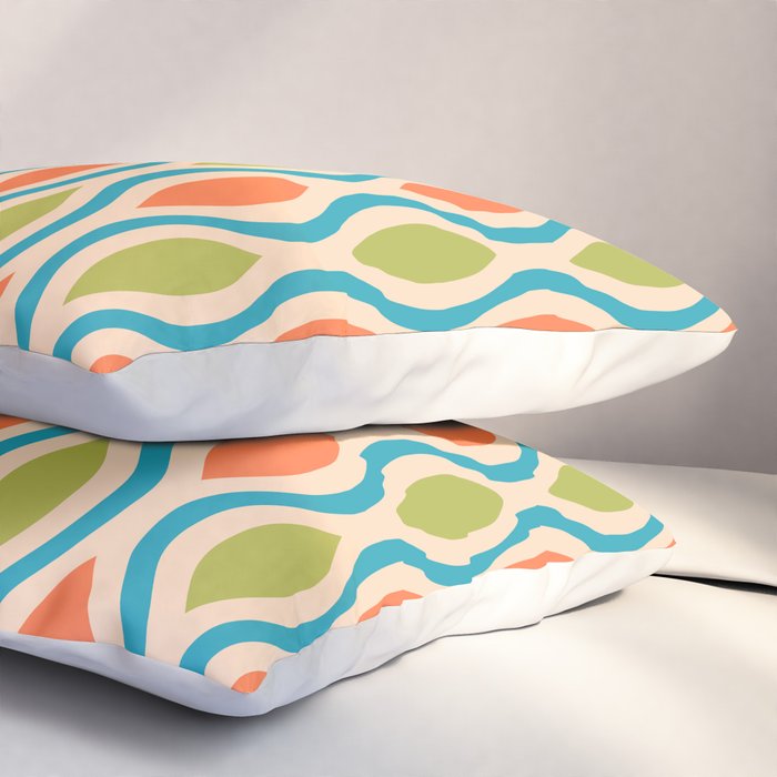 Mid Century Modern Style 336 Orange Turquoise and Olive Green Pillow Sham Gallery Image 3