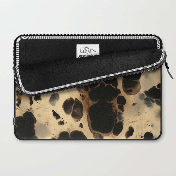 Black and Cream White Tortoiseshell Pattern Laptop Sleeve Gallery Image 2