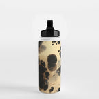 Black and Cream White Tortoiseshell Pattern Water Bottle Gallery Image 2