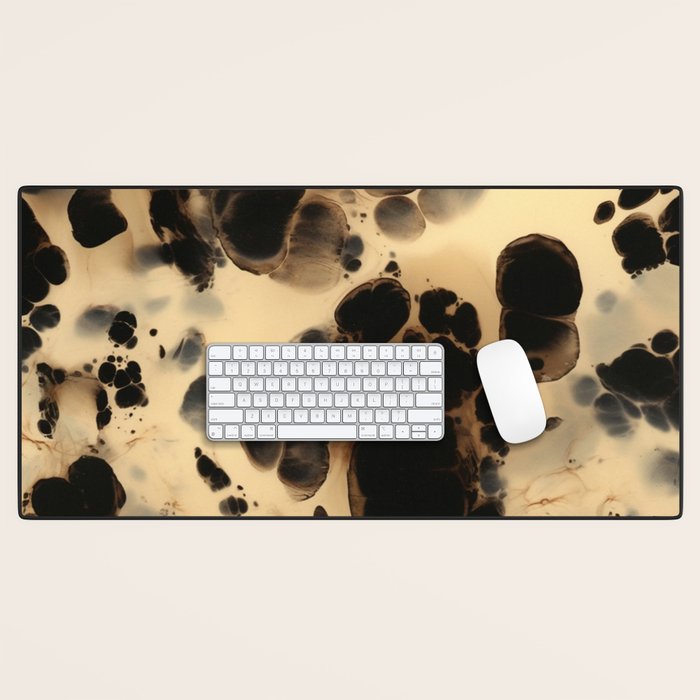 Black and Cream White Tortoiseshell Pattern Desk Mat Gallery Image 1