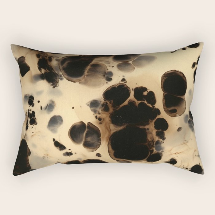 Black and Cream White Tortoiseshell Pattern Rectangular Pillow Gallery Image 1