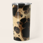 Black and Cream White Tortoiseshell Pattern Travel Mug Gallery Image 1