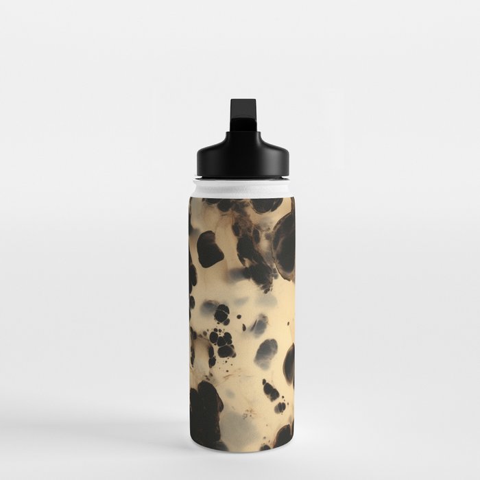 Black and Cream White Tortoiseshell Pattern Water Bottle Gallery Image 3