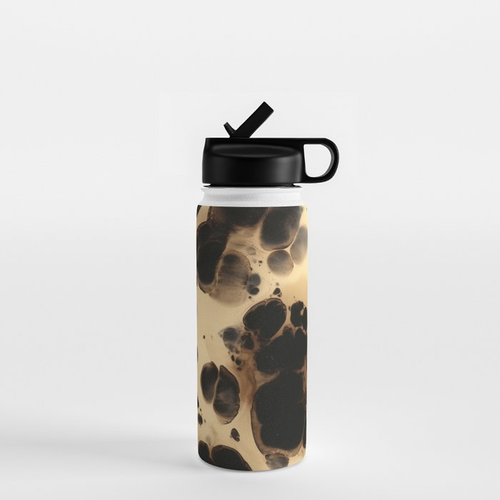 Black and Cream White Tortoiseshell Pattern Water Bottle Gallery Image 1