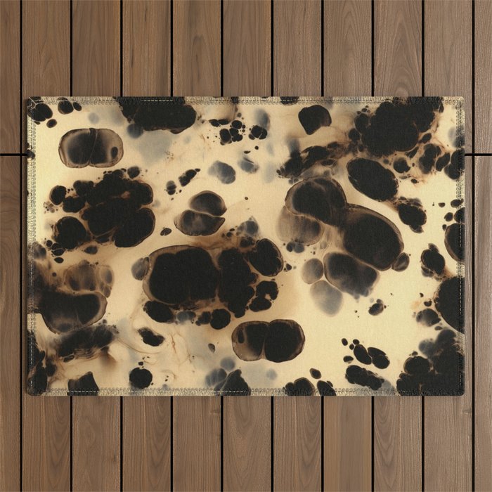 Black and Cream White Tortoiseshell Pattern Outdoor Rug Gallery Image 1