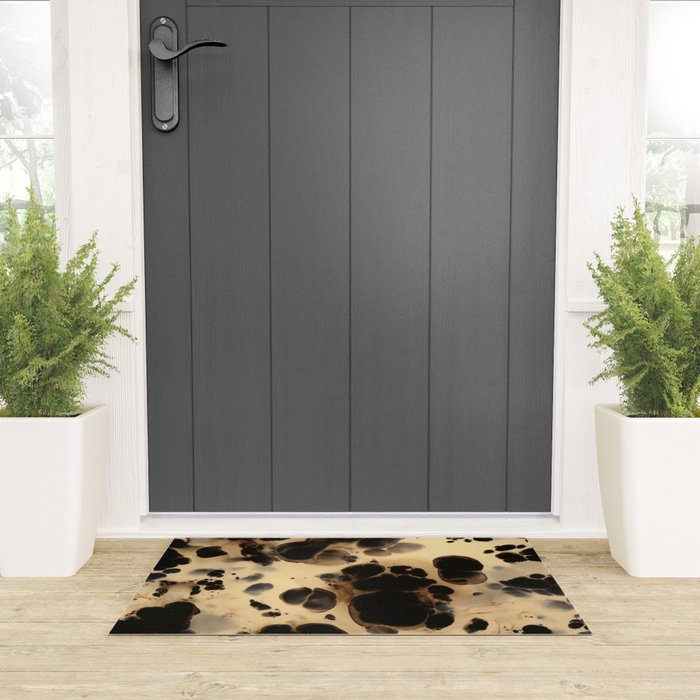 Black and Cream White Tortoiseshell Pattern Welcome Mat Gallery Image 3