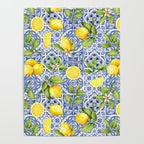 Portuguese Vintage Summer  Blue Tiles And Lemons Poster Gallery Image 4