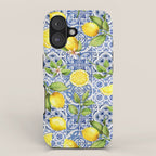 Portuguese Vintage Summer  Blue Tiles And Lemons iPhone Case Gallery Image 1
