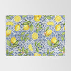 Portuguese Vintage Summer  Blue Tiles And Lemons Rug Gallery Image 2