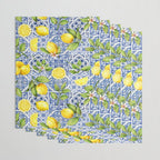Portuguese Vintage Summer  Blue Tiles And Lemons Wrapping Paper Gallery Image 3