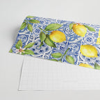 Portuguese Vintage Summer  Blue Tiles And Lemons Wrapping Paper Gallery Image 2