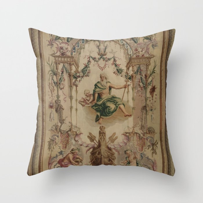 Antique 18th Century 'Neptune' French Tapestry Throw Pillow Gallery Image 1