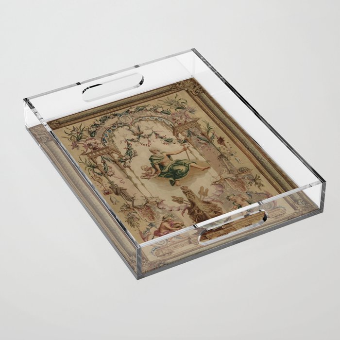 Antique 18th Century 'Neptune' French Tapestry Acrylic Tray Gallery Image 1