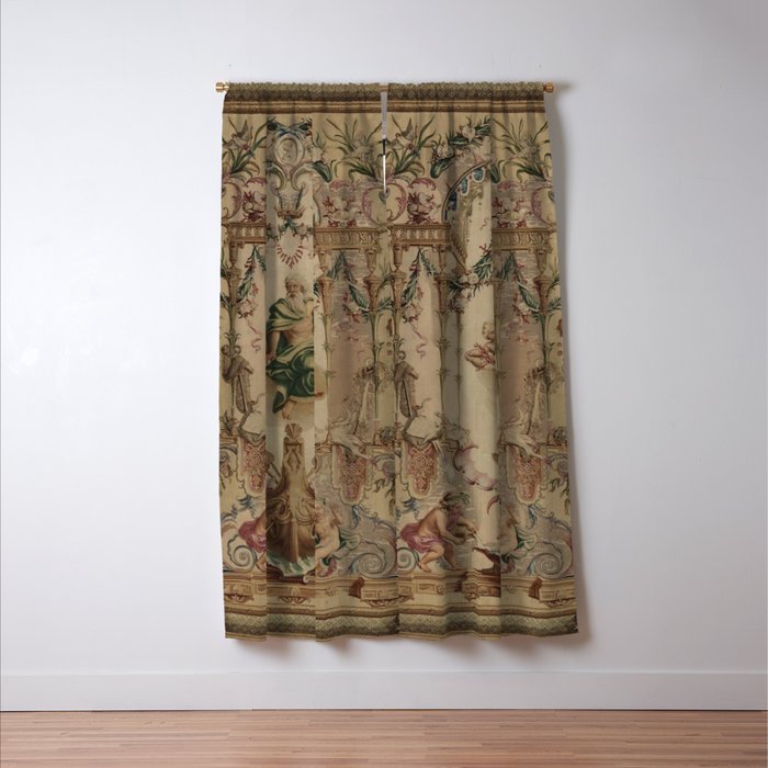 Antique 18th Century 'Neptune' French Tapestry Window Curtain Gallery Image 3