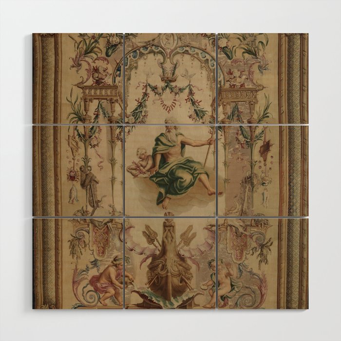 Antique 18th Century 'Neptune' French Tapestry Wood Wall Art Gallery Image 1
