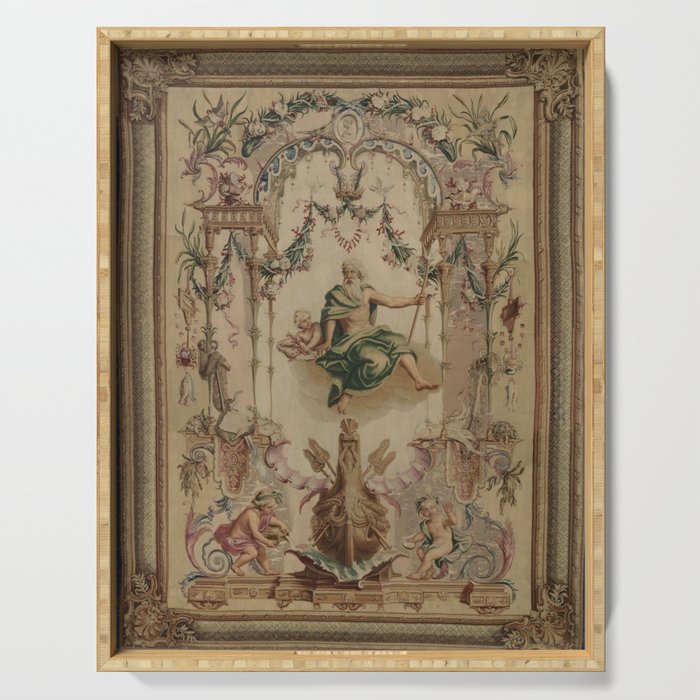 Antique 18th Century 'Neptune' French Tapestry Serving Tray Gallery Image 1