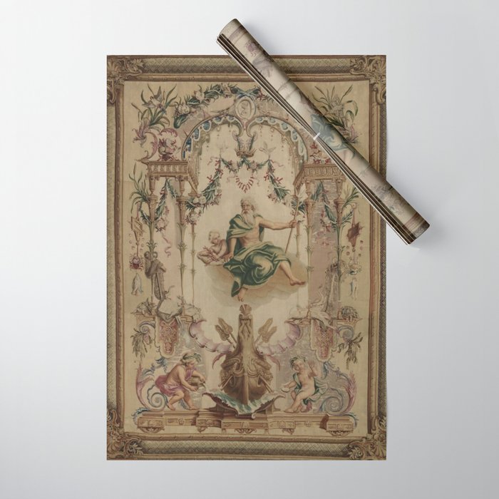 Antique 18th Century 'Neptune' French Tapestry Wrapping Paper Gallery Image 1