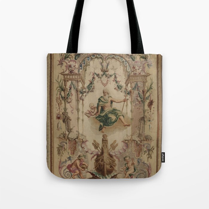 Antique 18th Century 'Neptune' French Tapestry Tote Bag Gallery Image 1