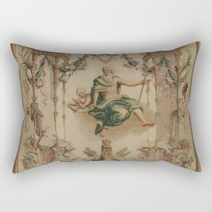 Antique 18th Century 'Neptune' French Tapestry Rectangular Pillow Gallery Image 1