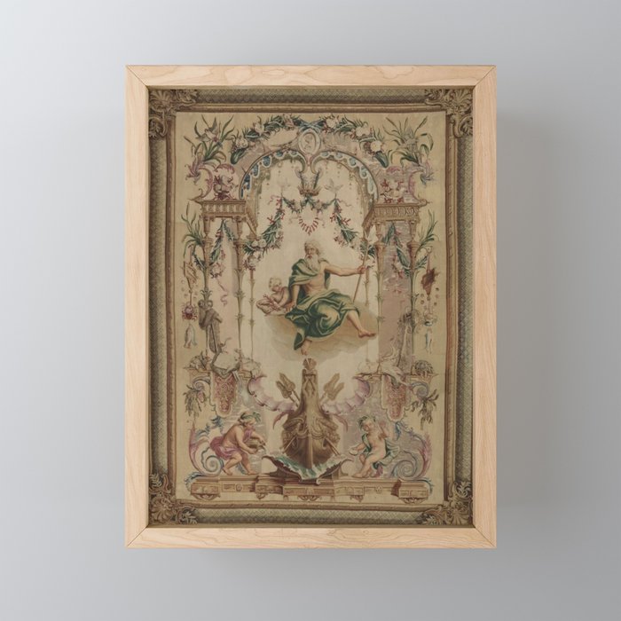 Antique 18th Century 'Neptune' French Tapestry Mini Art Print Gallery Image 1