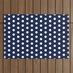 Navy Blue Polka Dots Minimalist Line Drawing Outdoor Rug Gallery Image 1