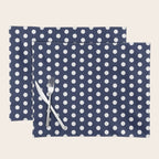 Navy Blue Polka Dots Minimalist Line Drawing Placemat Gallery Image 1