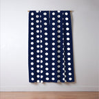 Navy Blue Polka Dots Minimalist Line Drawing Window Curtain Gallery Image 3