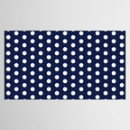 Navy Blue Polka Dots Minimalist Line Drawing Tablecloth Gallery Image 2
