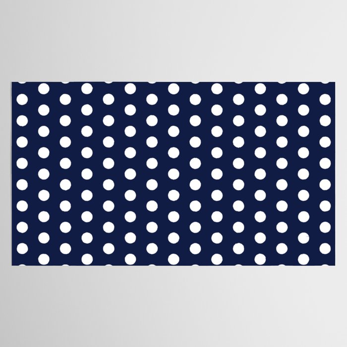 Navy Blue Polka Dots Minimalist Line Drawing Tablecloth Gallery Image 2