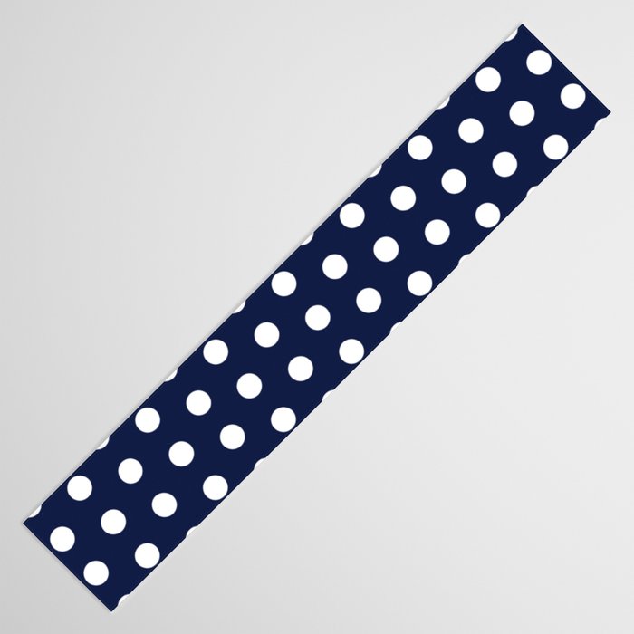 Navy Blue Polka Dots Minimalist Line Drawing Table Runner Gallery Image 3