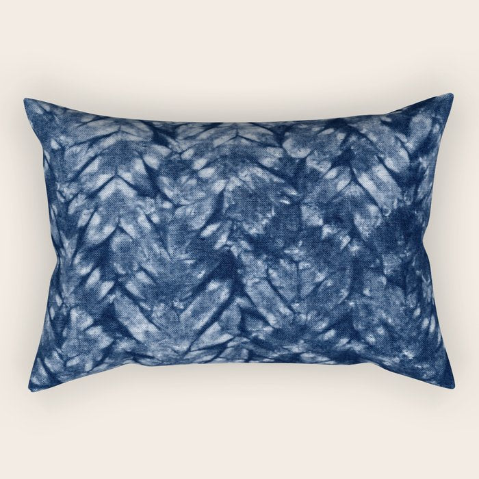 Indigo Blue Shibori Tie Dye, Boho Art Rectangular Pillow Gallery Image 2