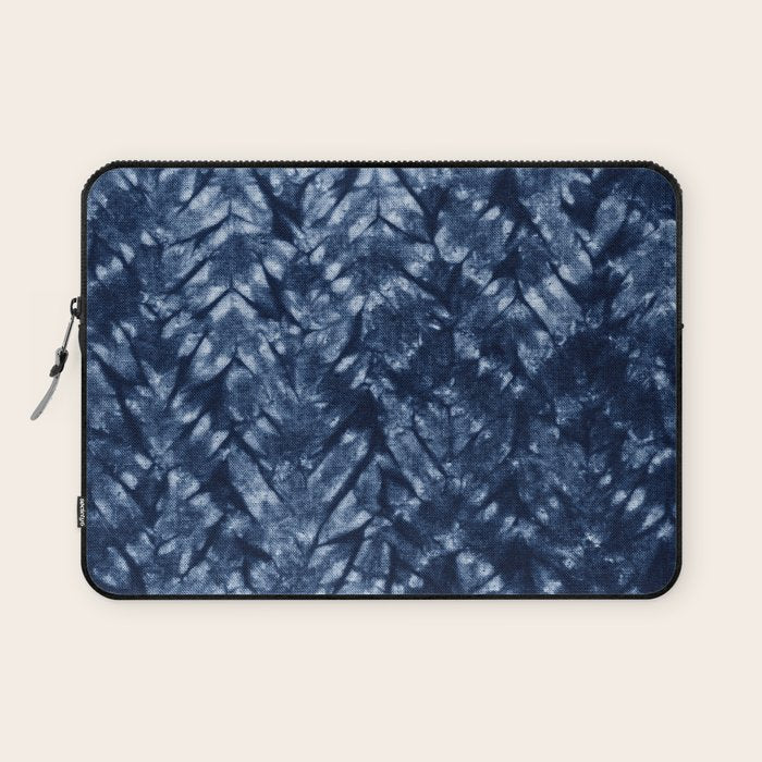 Indigo Blue Shibori Tie Dye, Boho Art Laptop Sleeve Gallery Image 1
