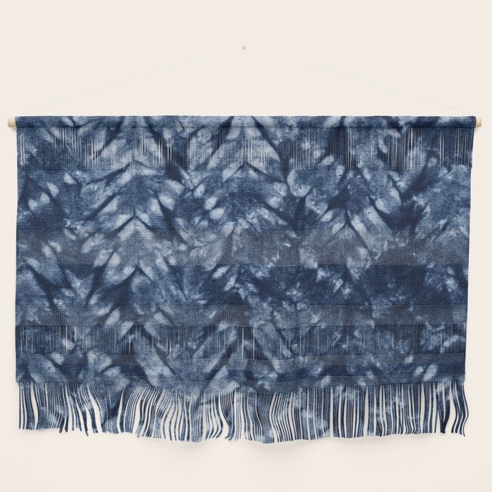 Indigo Blue Shibori Tie Dye, Boho Art Wall Hanging Gallery Image 1
