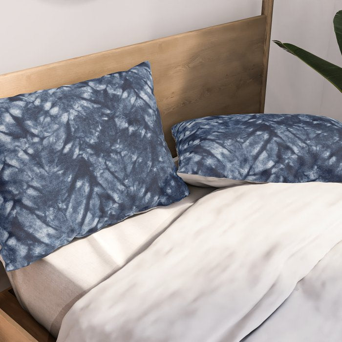 Indigo Blue Shibori Tie Dye, Boho Art Pillow Sham Gallery Image 2